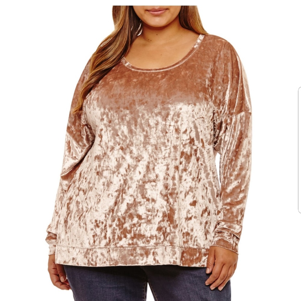 Long sleeve velvet sweatshirt